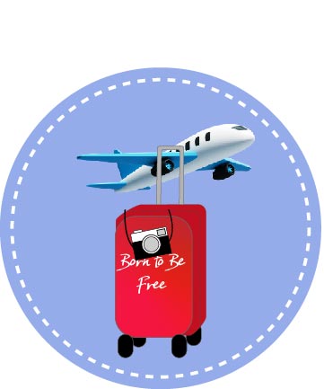 Illustration of a plane and a suitcase